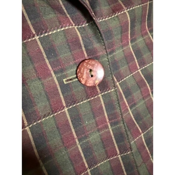 Vintage Christy Girl Blazer 12 tartan Plaid Single Button 90s green wine - Picture 6 of 8